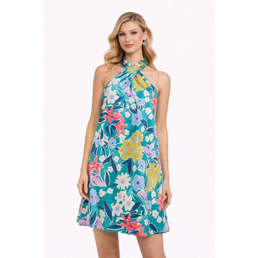 C'isa Floral‎ Twist Front Mini Dress Size M NWT